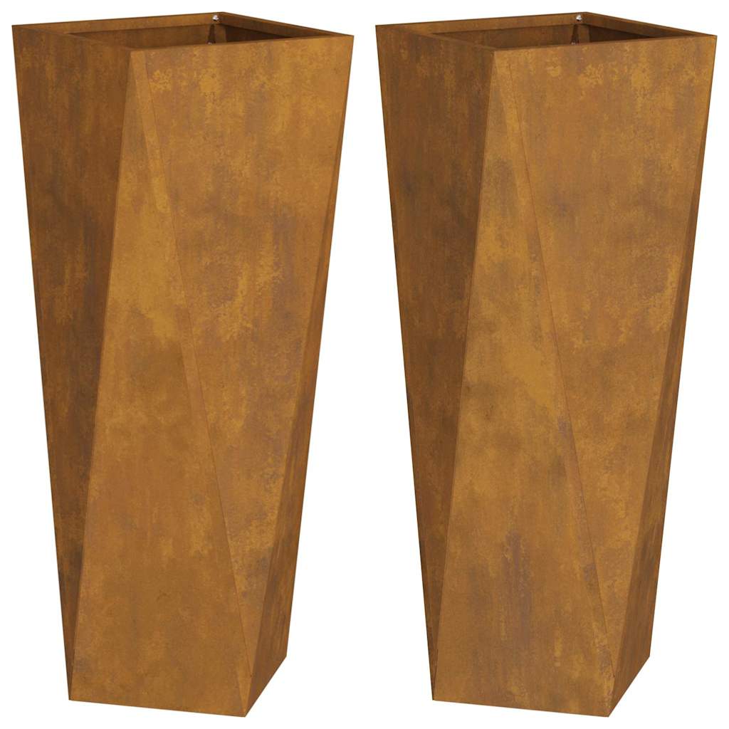 Planter 2 pcs Rusty 30 x 30 x 75 cm Weathering Steel