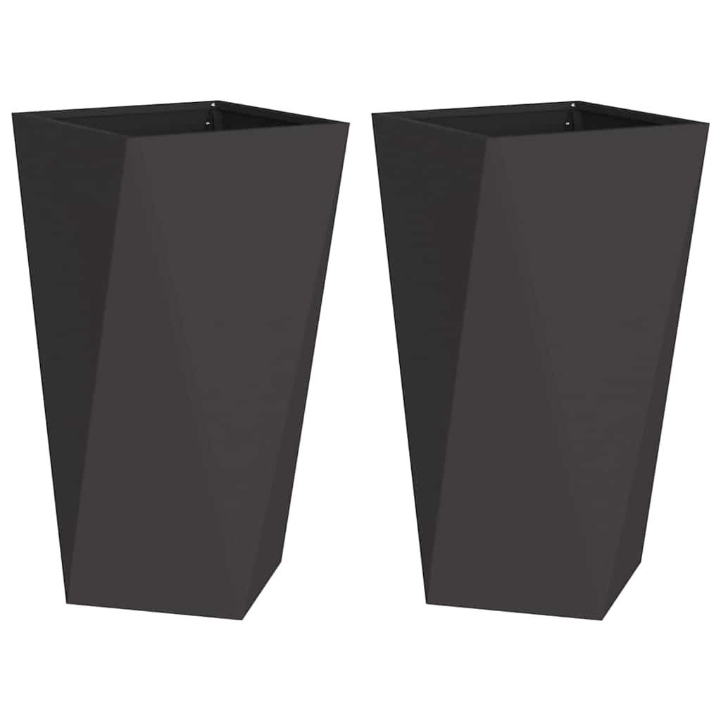 Planter 2 pcs Black 40 x 40 x 75 cm Steel
