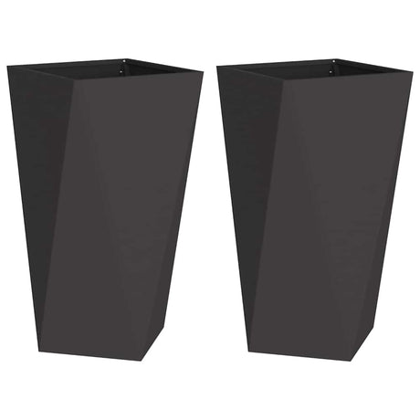 Planter 2 pcs Black 40 x 40 x 75 cm Steel