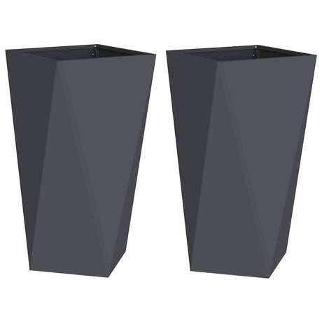 Planter 2 pcs Anthracite 40 x 40 x 75 cm Steel