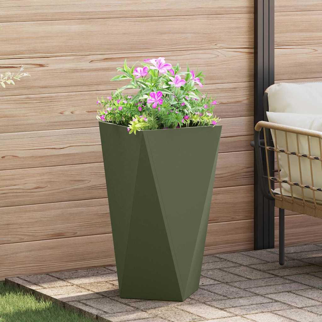 Planter Olive Green 40 x 40 x 75 cm Steel