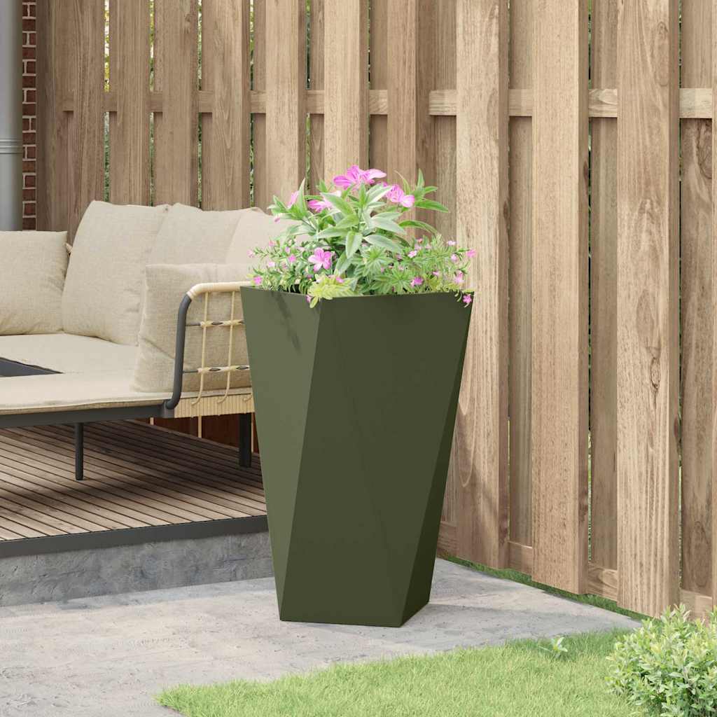 Planter Olive Green 40 x 40 x 75 cm Steel