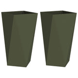 Planter 2 pcs Olive Green 40 x 40 x 75 cm Steel