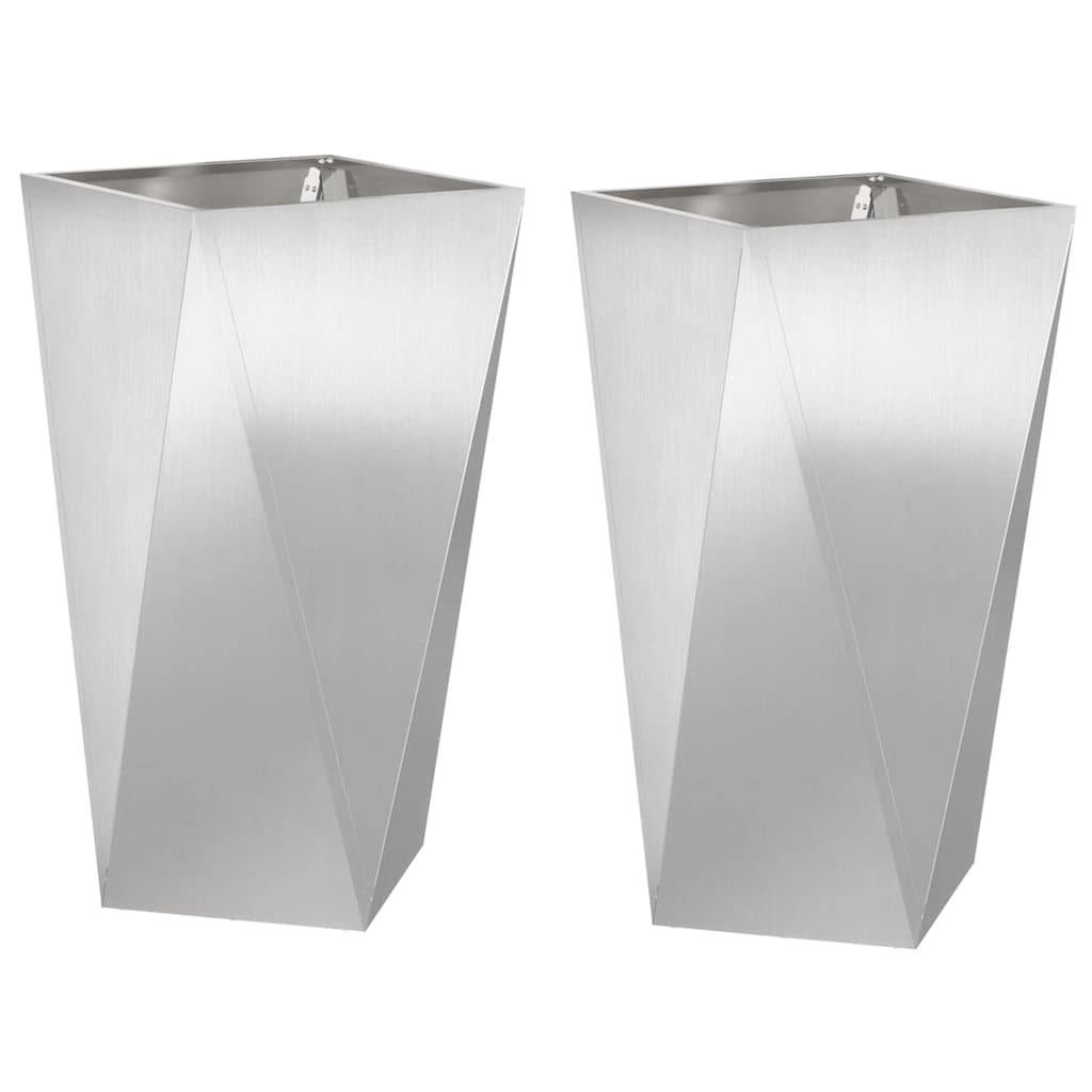 Planter 2 pcs Silver 40 x 40 x 75 cm Stainless Steel