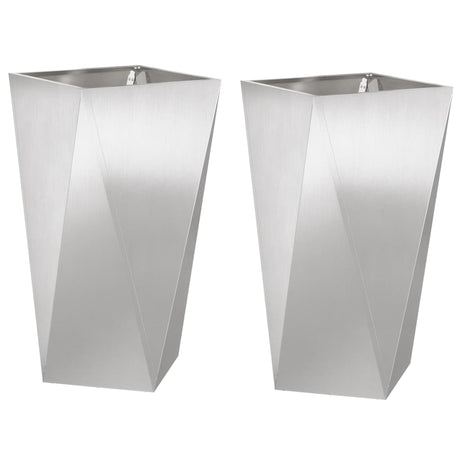 Planter 2 pcs Silver 40 x 40 x 75 cm Stainless Steel