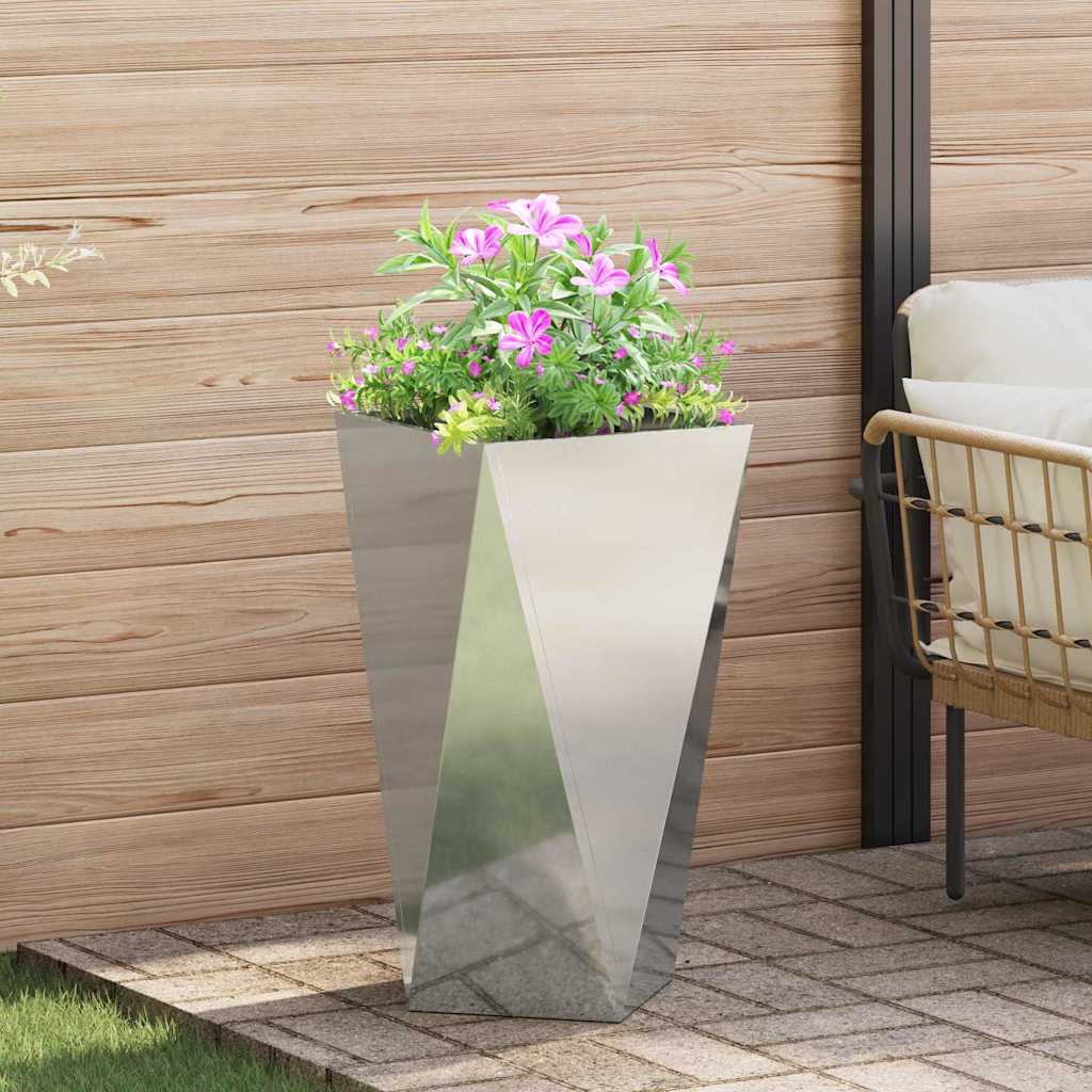 Planter Silver 40 x 40 x 75 cm Galvanised Steel