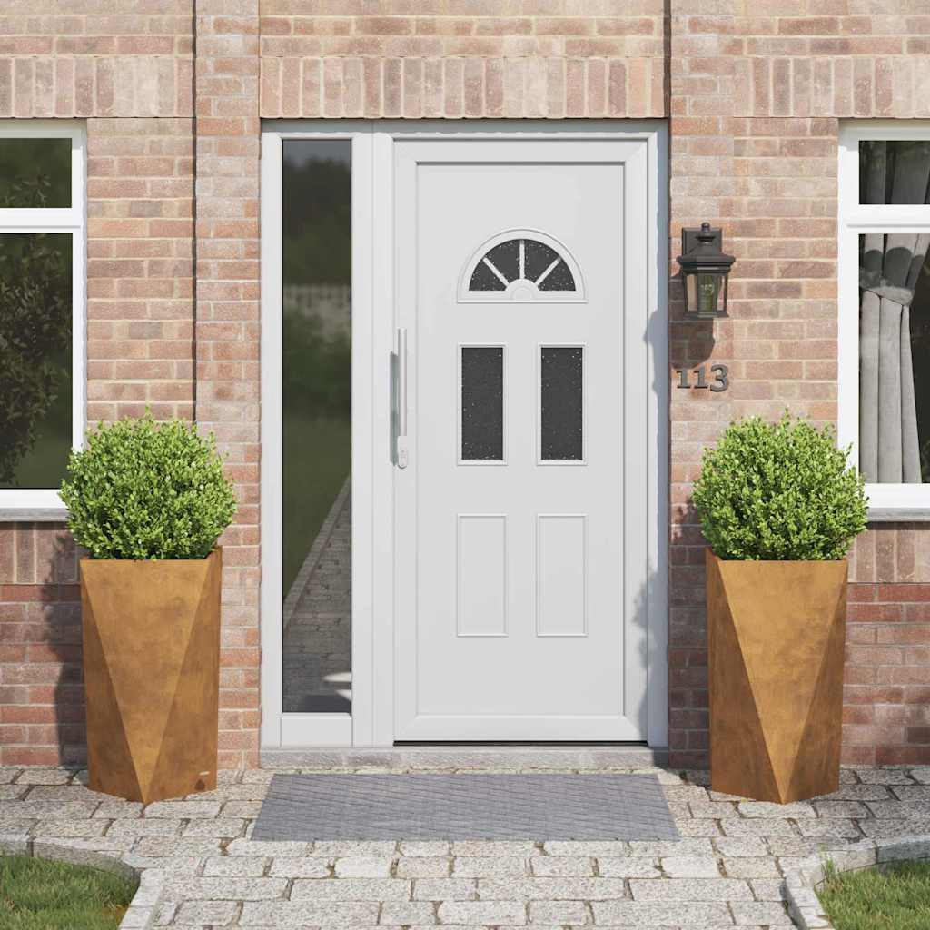 Planter 2 pcs Rusty 40 x 40 x 75 cm Weathering Steel