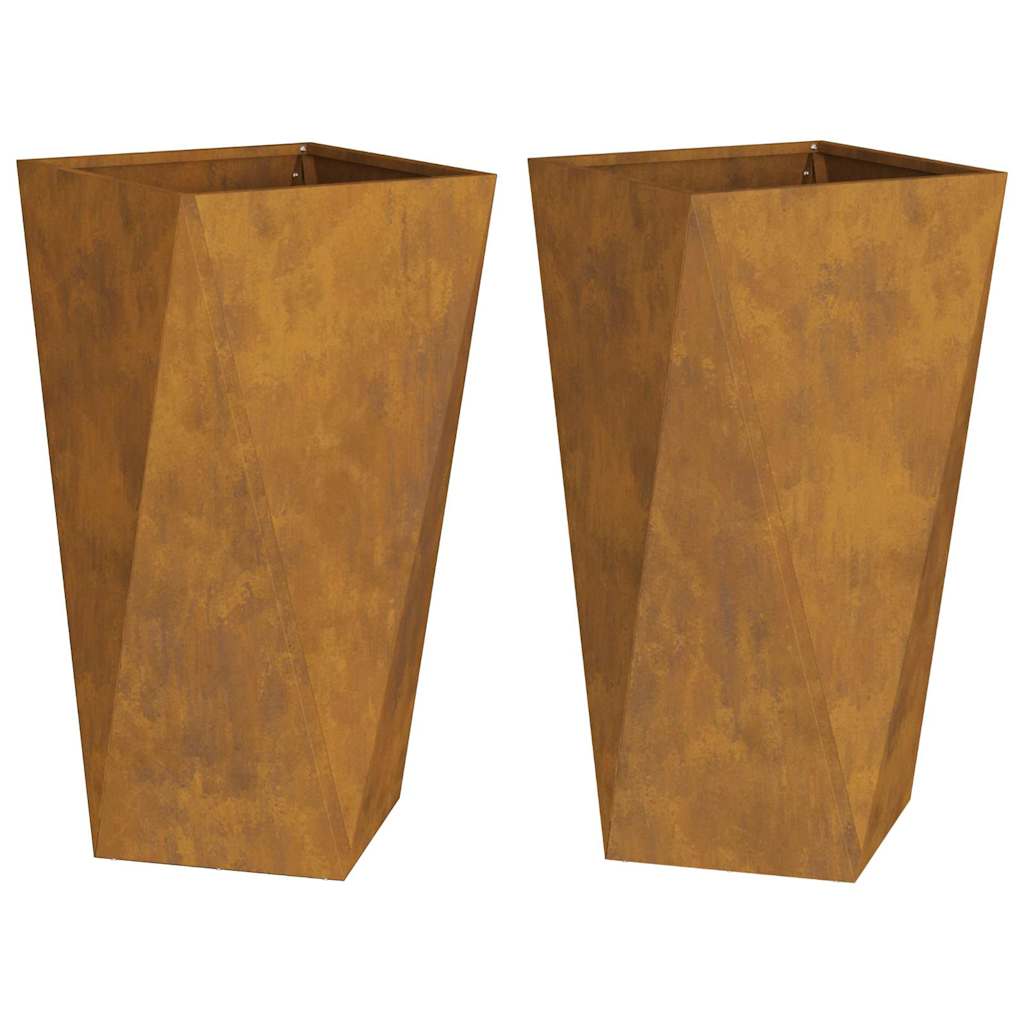 Planter 2 pcs Rusty 40 x 40 x 75 cm Weathering Steel