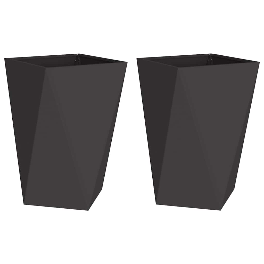 Planter 2 pcs Black 50 x 50 x 75 cm Steel
