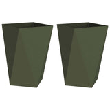 Planter 2 pcs Olive Green 50 x 50 x 75 cm Steel
