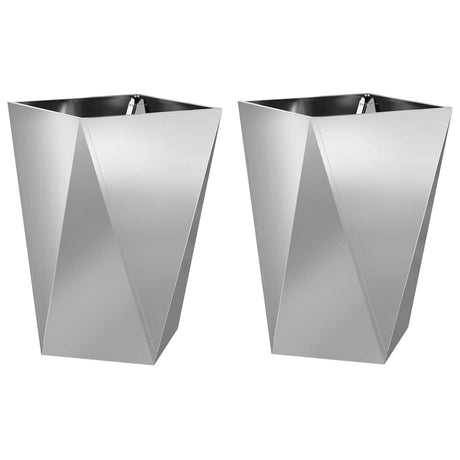 Planter 2 pcs Silver 50 x 50 x 75 cm Galvanised Steel