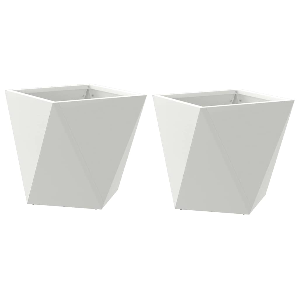 Planter 2 pcs White 30 x 30 x 30 cm Steel