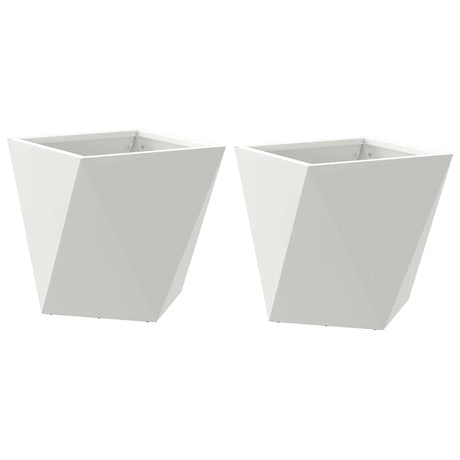 Planter 2 pcs White 30 x 30 x 30 cm Steel