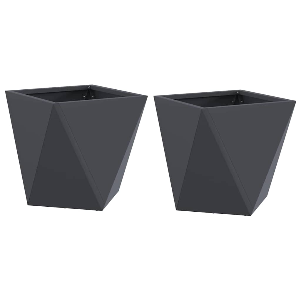 Planter 2 pcs Anthracite 30 x 30 x 30 cm Steel