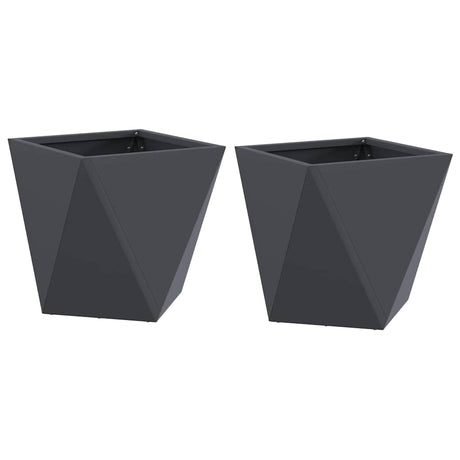 Planter 2 pcs Anthracite 30 x 30 x 30 cm Steel