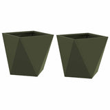 Planter 2 pcs Olive Green 30 x 30 x 30 cm Steel
