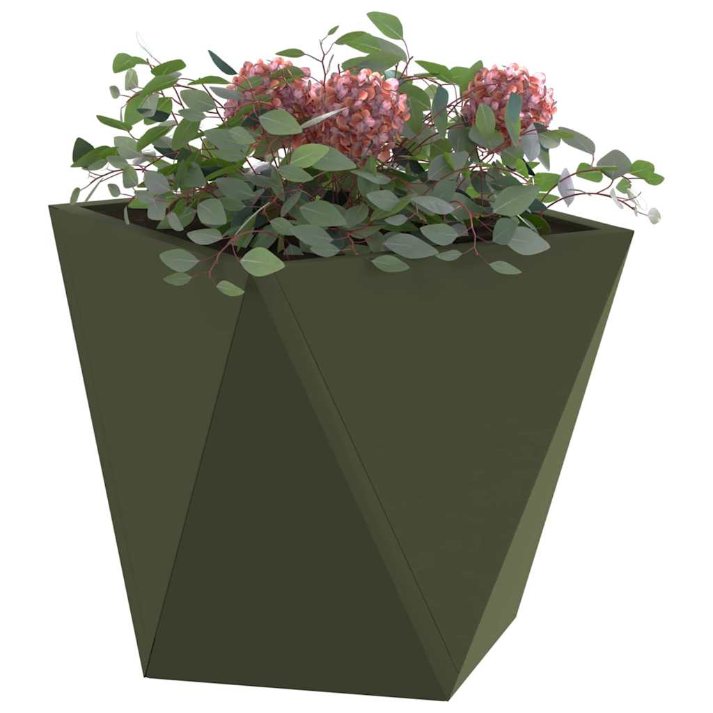 Planter 2 pcs Olive Green 30 x 30 x 30 cm Steel