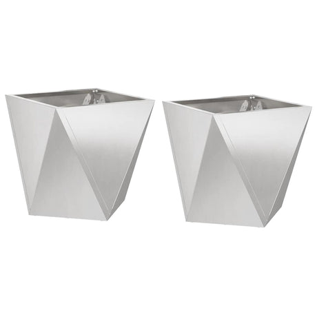 Planter 2 pcs Silver 30 x 30 x 30 cm Stainless Steel