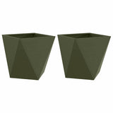 Planter 2 pcs Olive Green 40 x 40 x 40 cm Steel