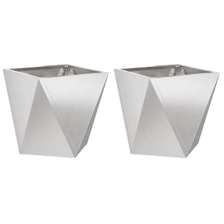 Planter 2 pcs Silver 40 x 40 x 40 cm Stainless Steel