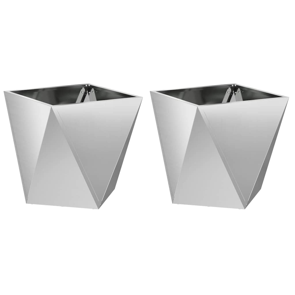 Planter 2 pcs Silver 40 x 40 x 40 cm Galvanised Steel