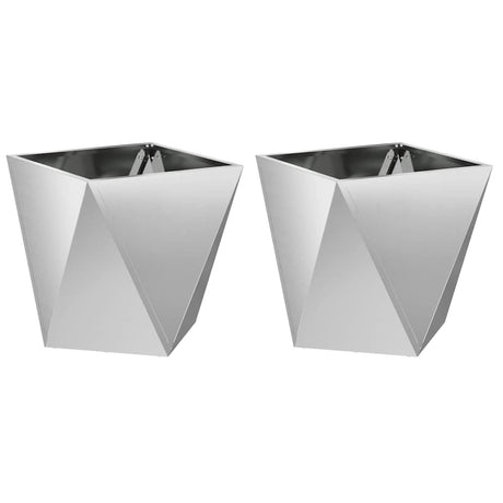 Planter 2 pcs Silver 40 x 40 x 40 cm Galvanised Steel