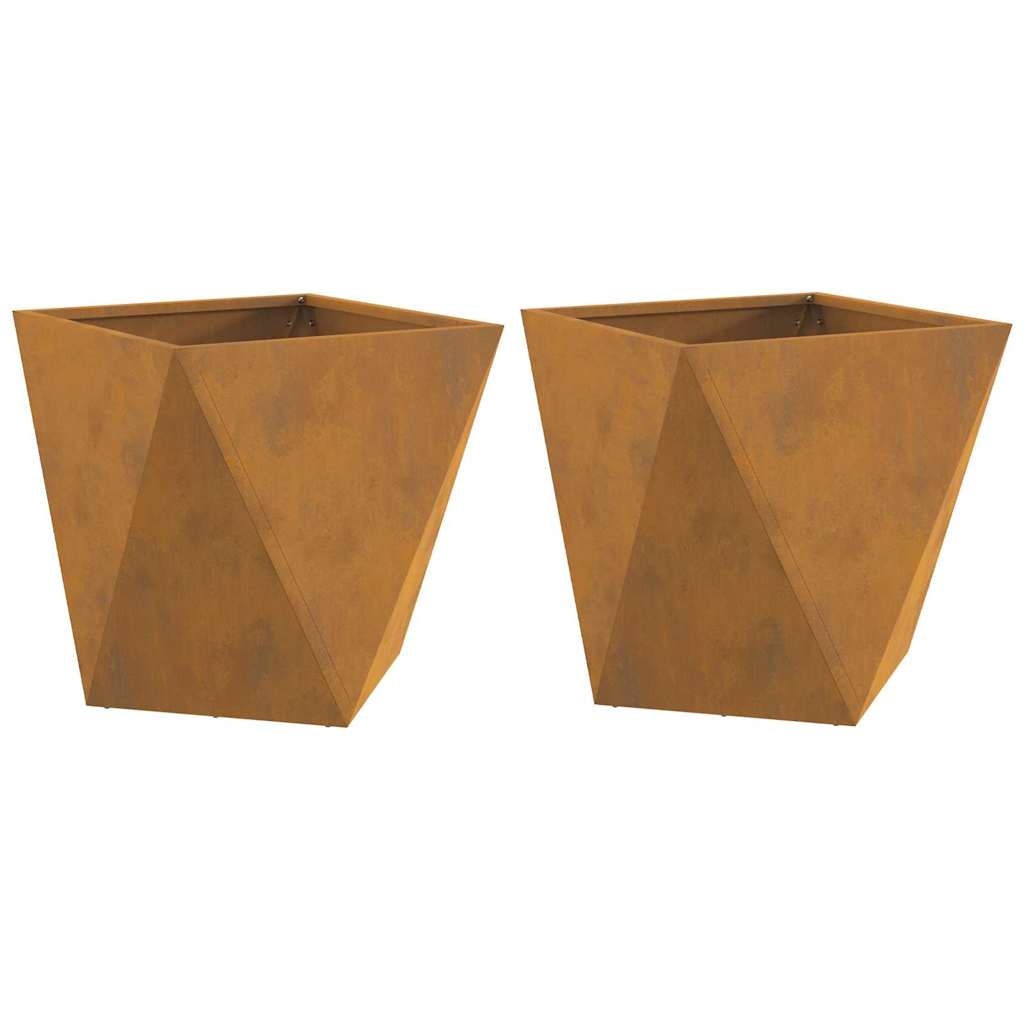 Planter 2 pcs Rusty 40 x 40 x 40 cm Weathering Steel