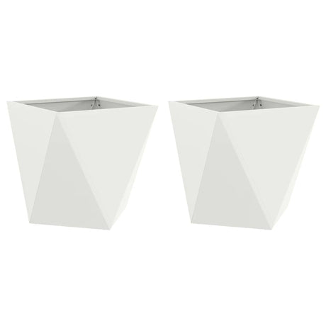 Planter 2 pcs White 50 x 50 x 50 cm Steel