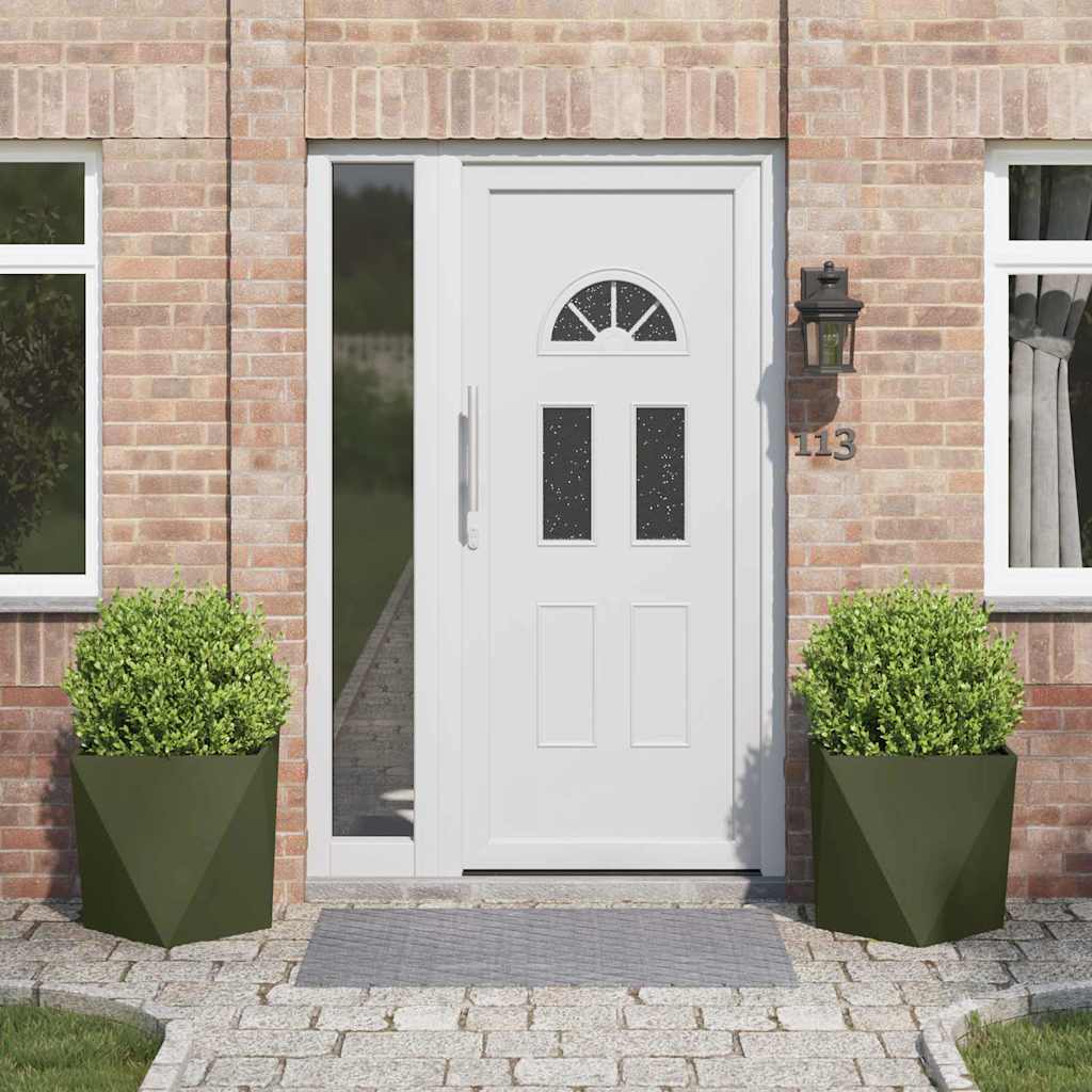 Planter 2 pcs Olive Green 50 x 50 x 50 cm Steel