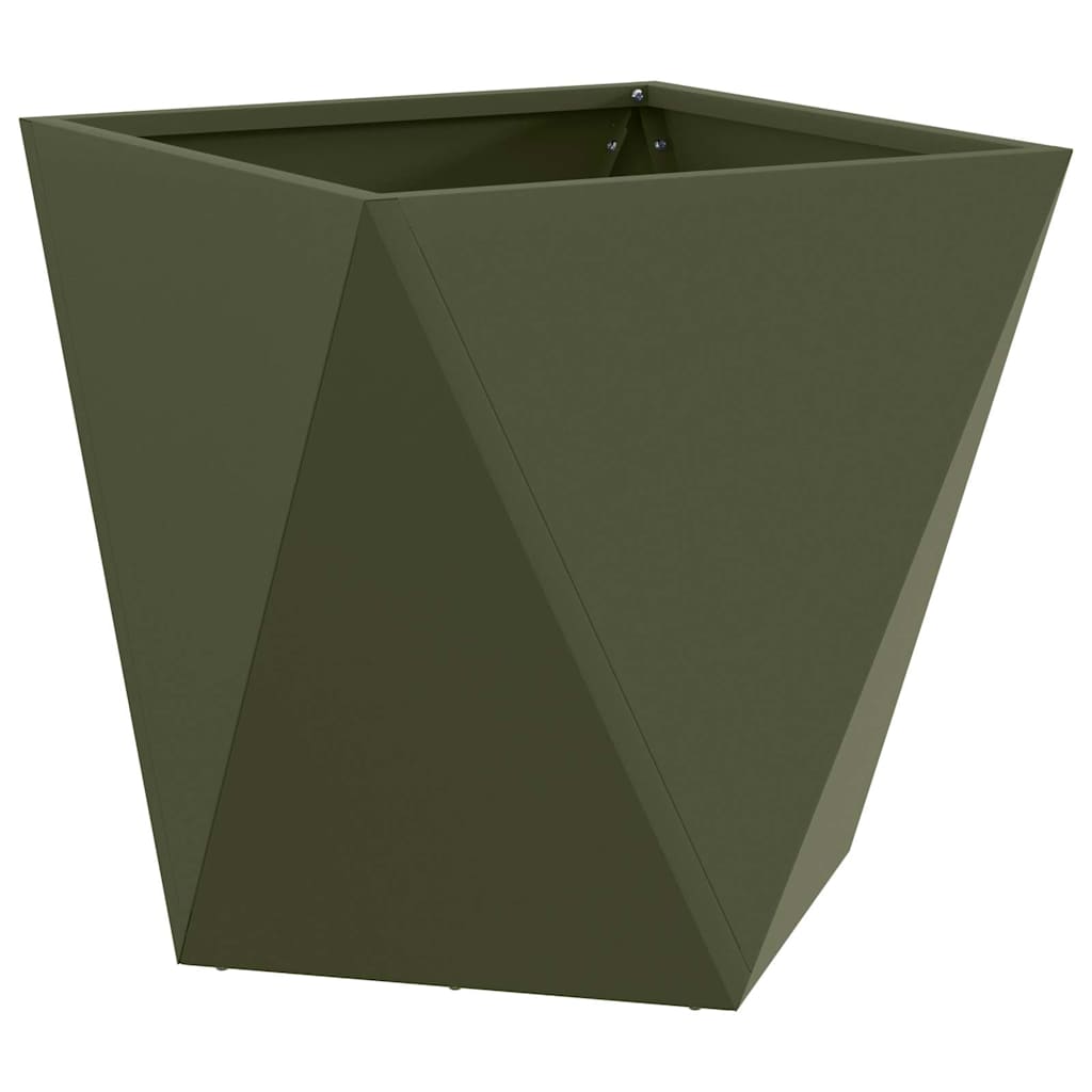 Planter 2 pcs Olive Green 50 x 50 x 50 cm Steel