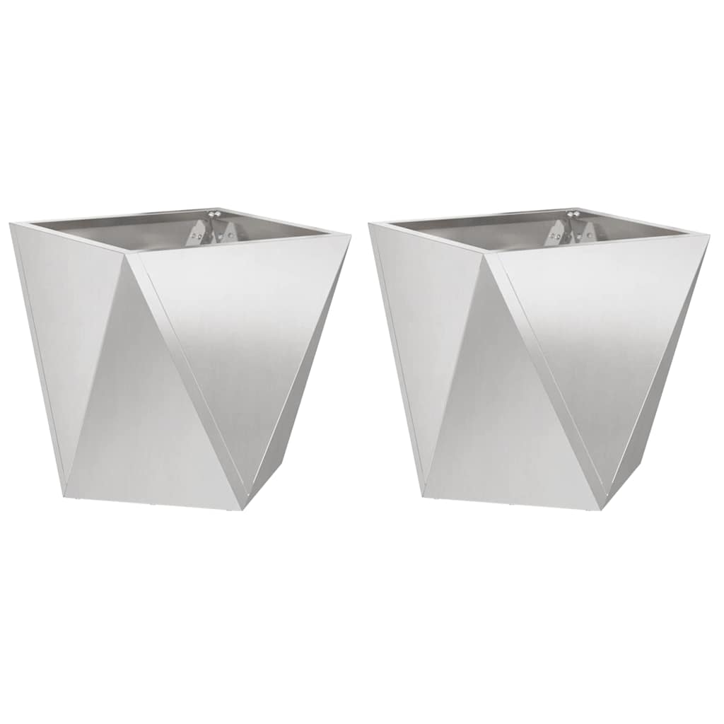 Planter 2 pcs Silver 50 x 50 x 50 cm Stainless Steel