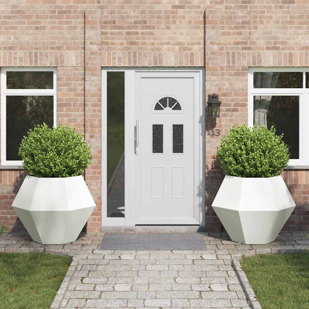 Planter 2 pcs White 100 x 100 x 80 cm Steel