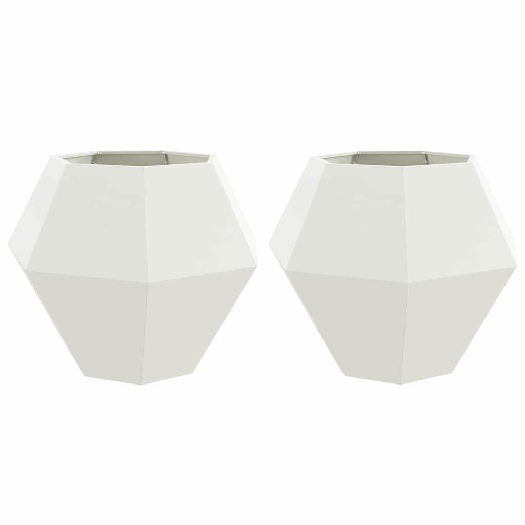 Planter 2 pcs White 100 x 100 x 80 cm Steel