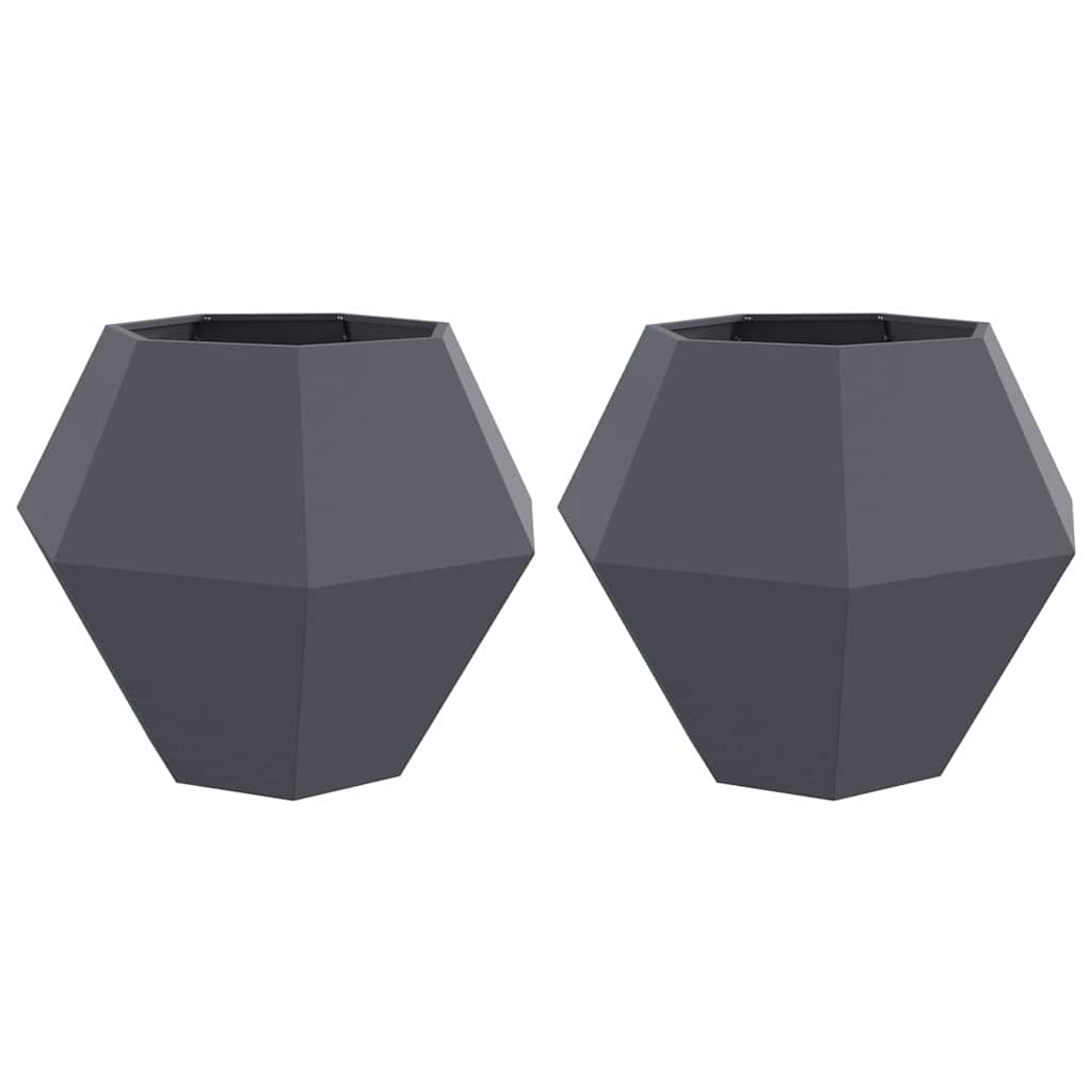 Planter 2 pcs Anthracite 100 x 100 x 80 cm Steel