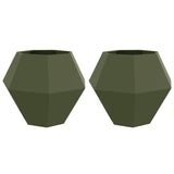 Planter 2 pcs Olive Green 100 x 100 x 80 cm Steel