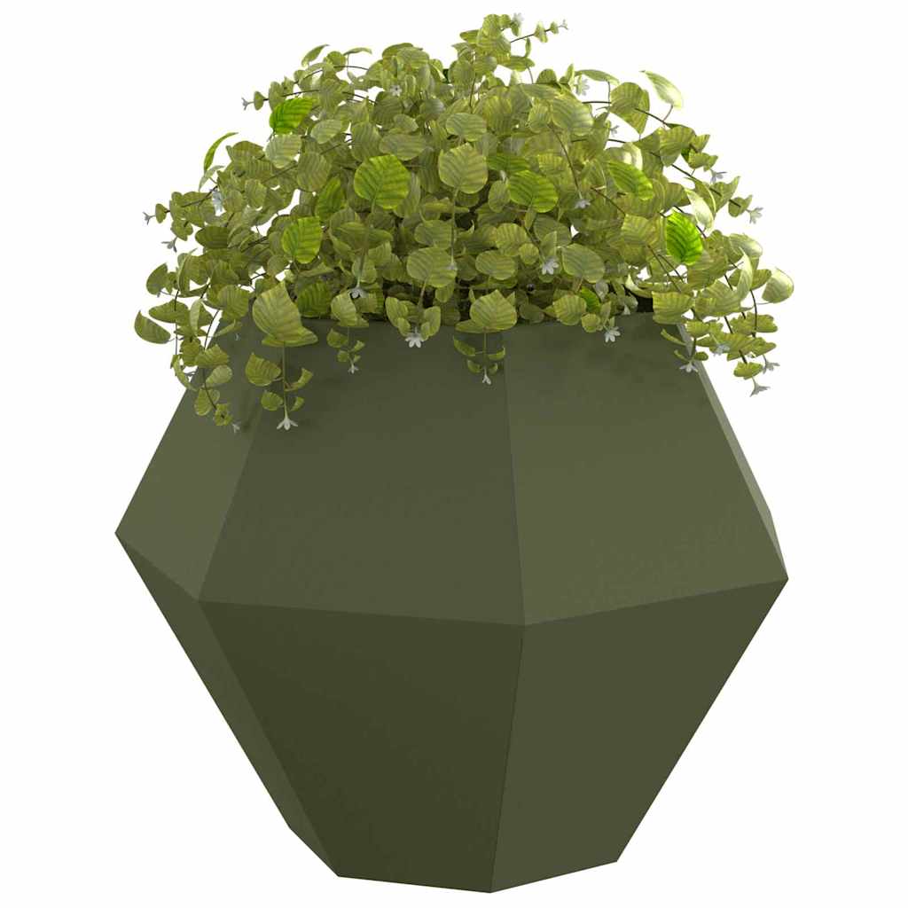 Planter 2 pcs Olive Green 100 x 100 x 80 cm Steel