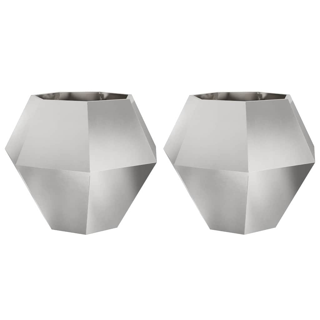 Planter 2 pcs Silver 100 x 100 x 80 cm Stainless Steel