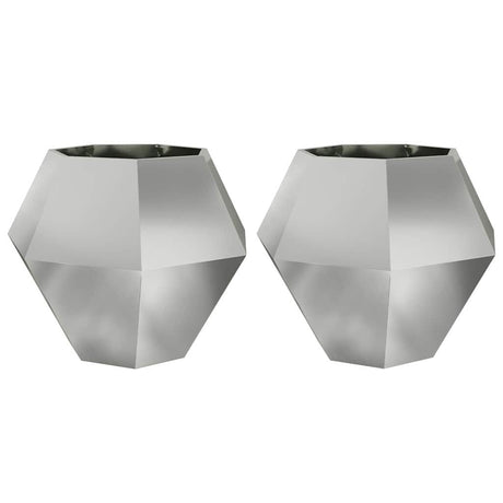 Planter 2 pcs Silver 100 x 100 x 80 cm Galvanised Steel