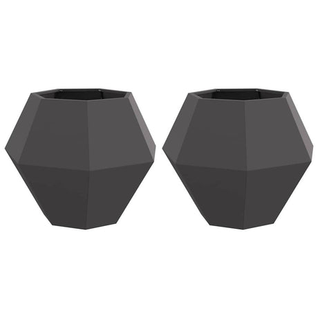 Planter 2 pcs Black 75 x 75 x 60 cm Steel