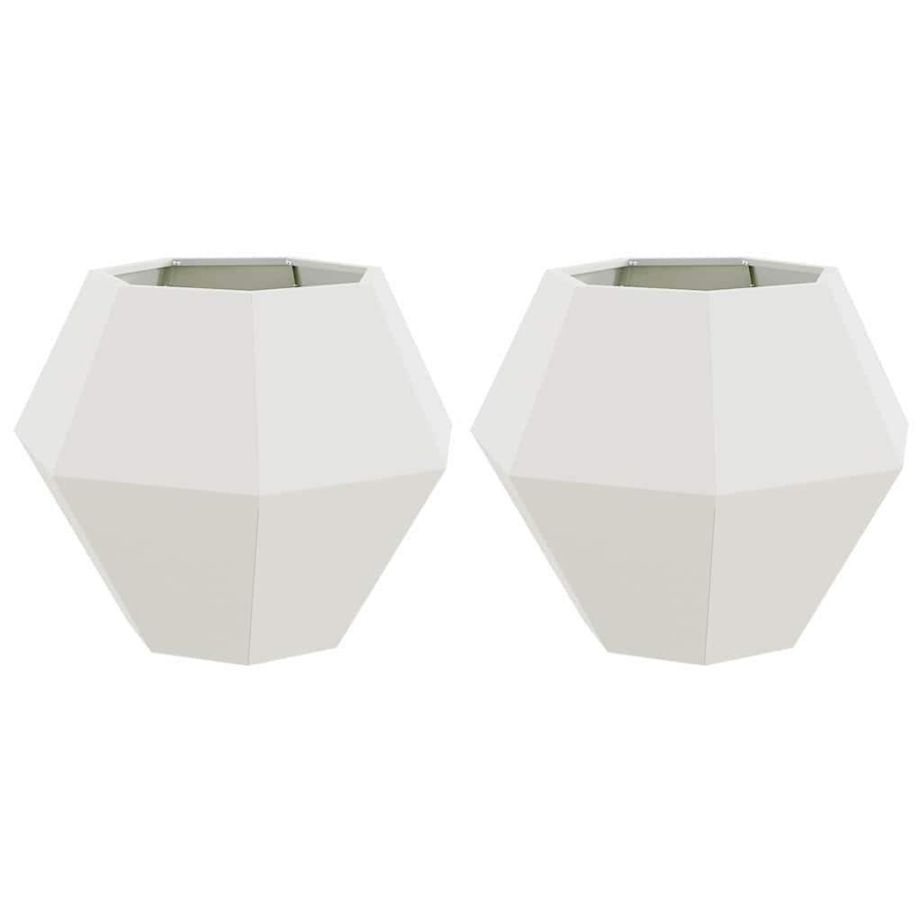 Planter 2 pcs White 75 x 75 x 60 cm Steel