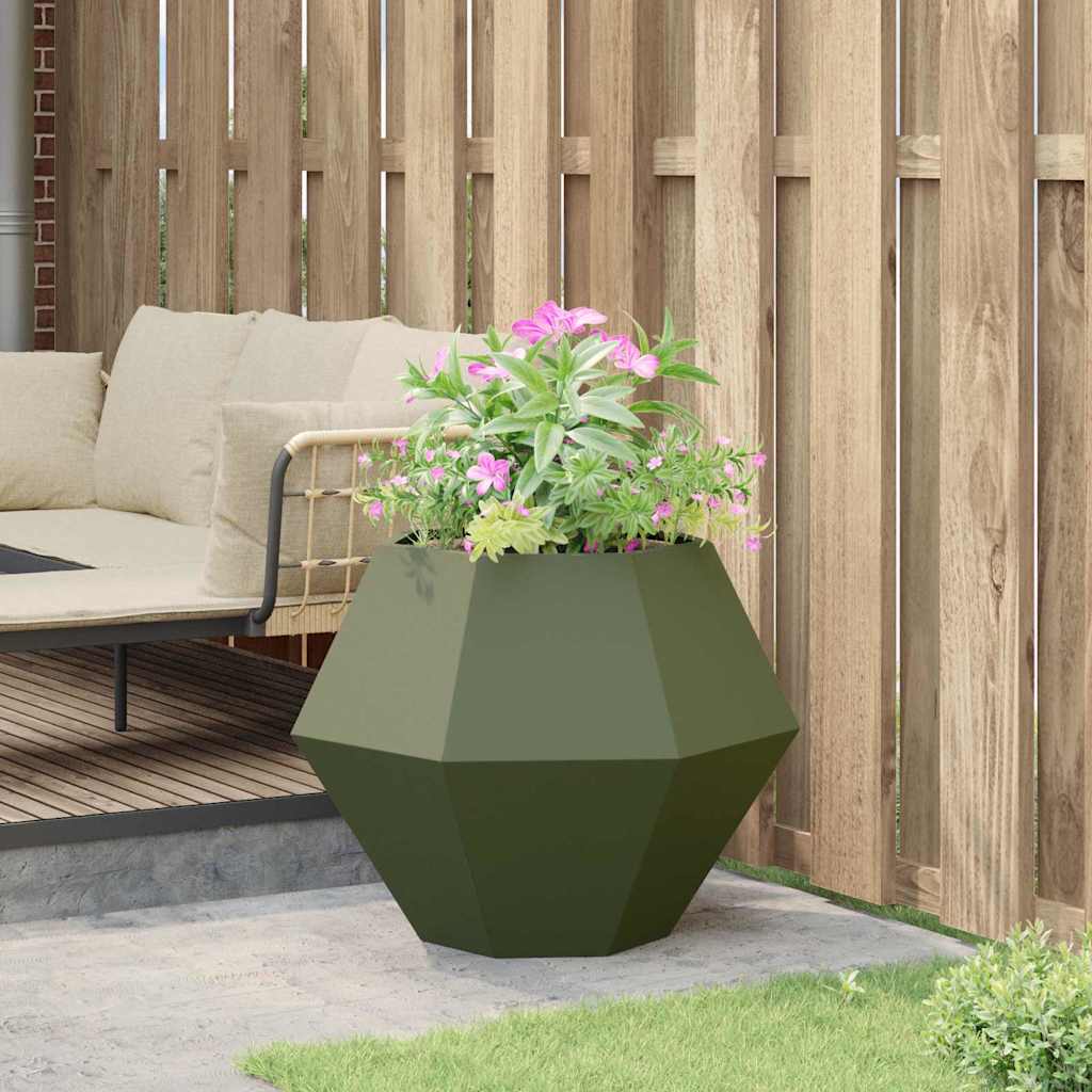 Planter Olive Green 75 x 75 x 60 cm Steel