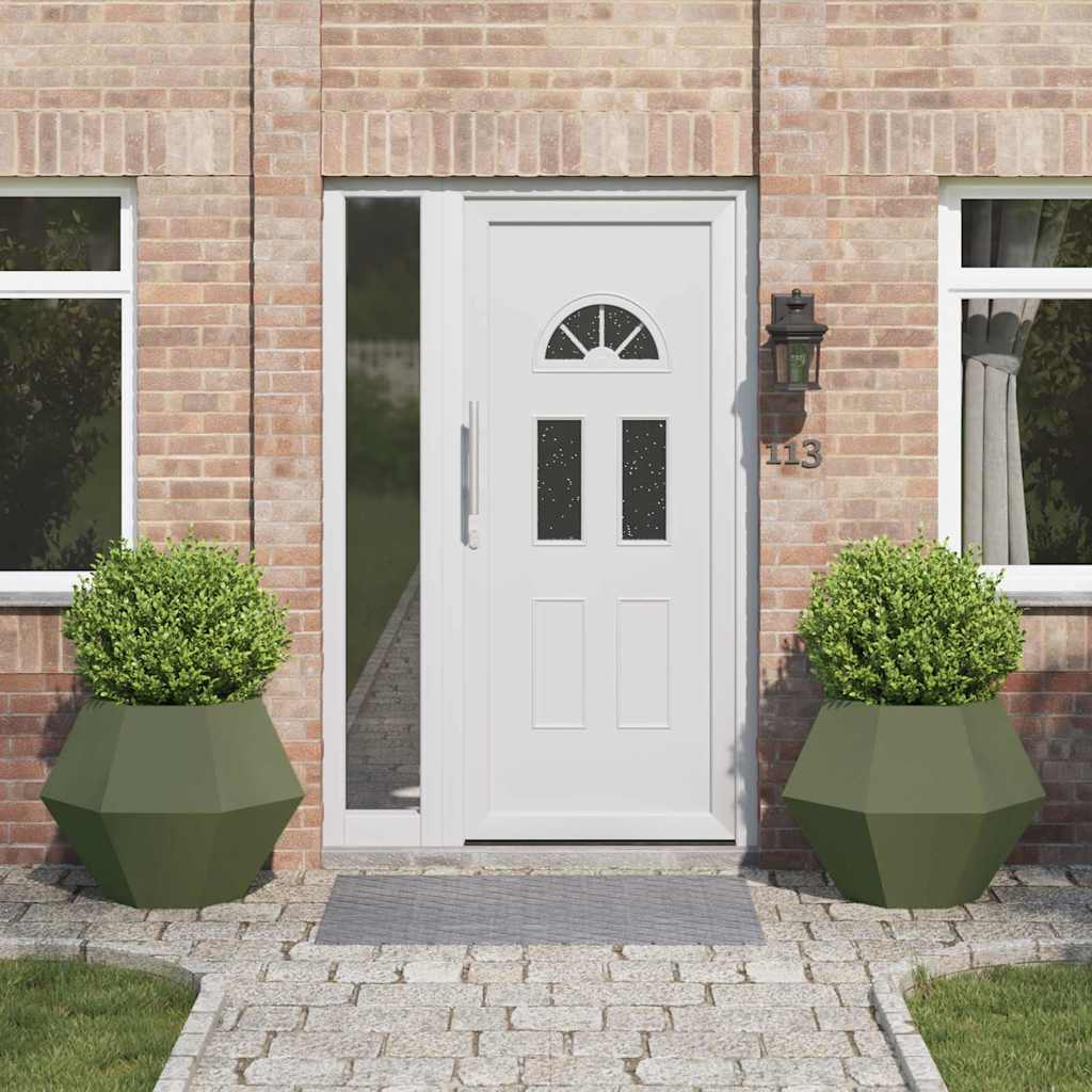 Planter 2 pcs Olive Green 75 x 75 x 60 cm Steel