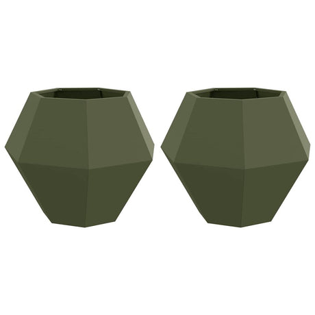Planter 2 pcs Olive Green 75 x 75 x 60 cm Steel