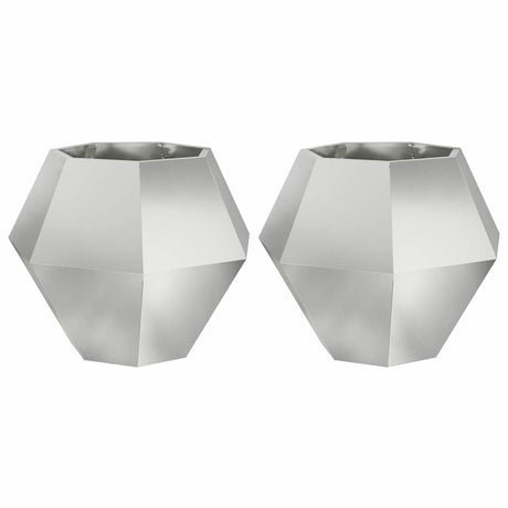 Planter 2 pcs Silver 75 x 75 x 60 cm Galvanised Steel