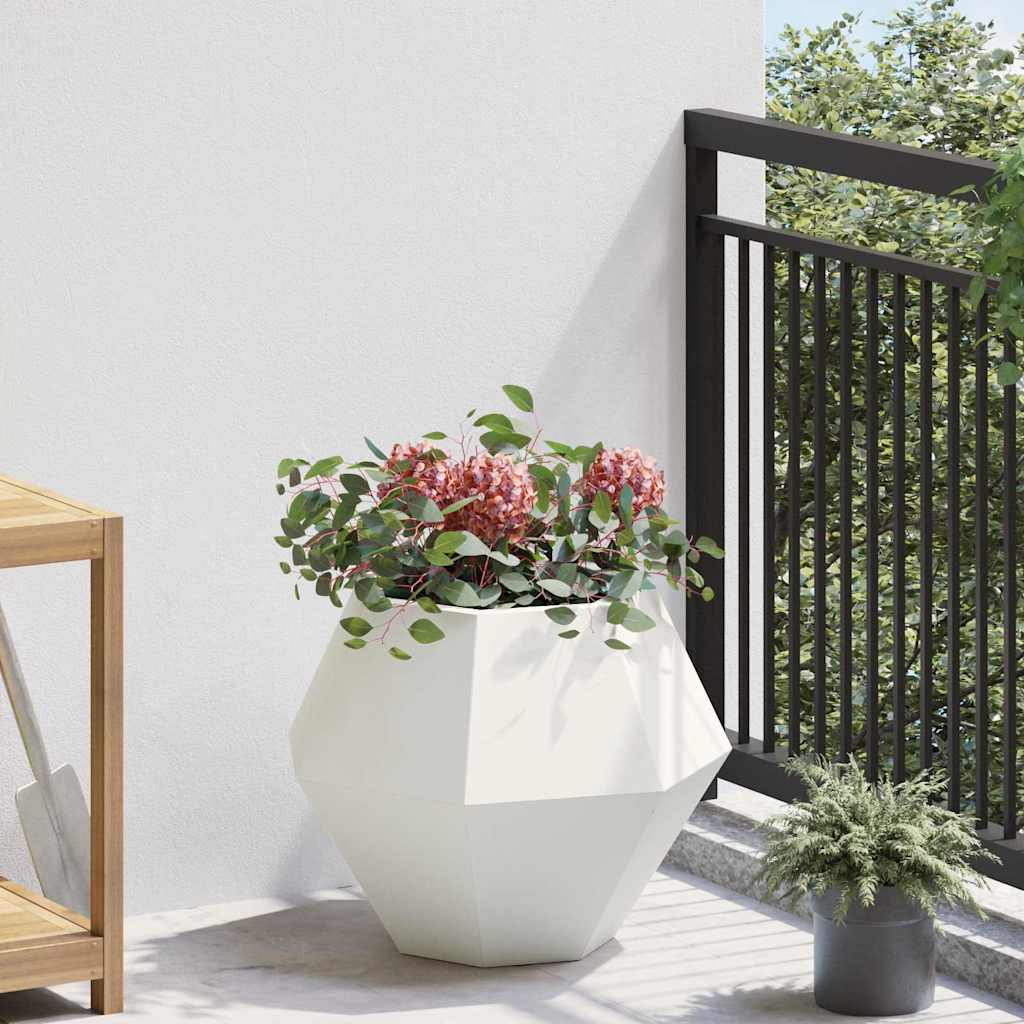 Planter White 50 x 50 x 40 cm Steel
