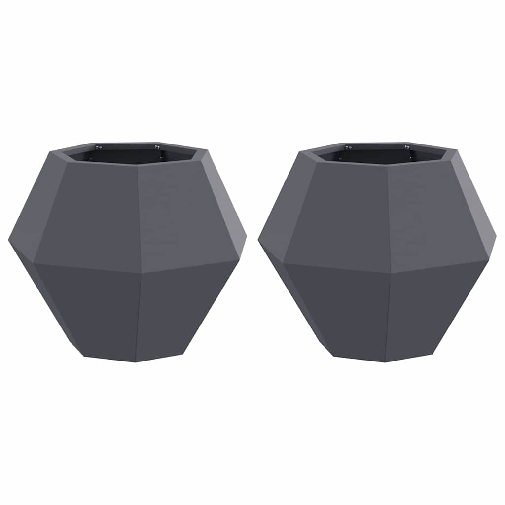Planter 2 pcs Anthracite 50 x 50 x 40 cm Steel