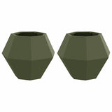 Planter 2 pcs Olive Green 50 x 50 x 40 cm Steel
