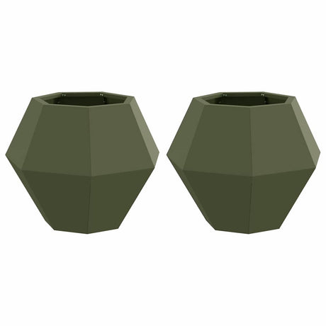 Planter 2 pcs Olive Green 50 x 50 x 40 cm Steel
