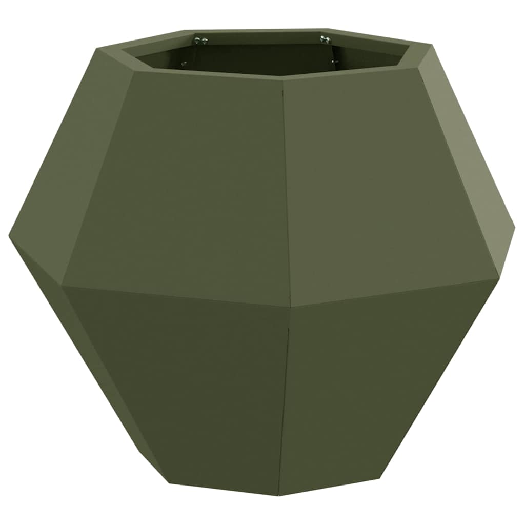 Planter 2 pcs Olive Green 50 x 50 x 40 cm Steel