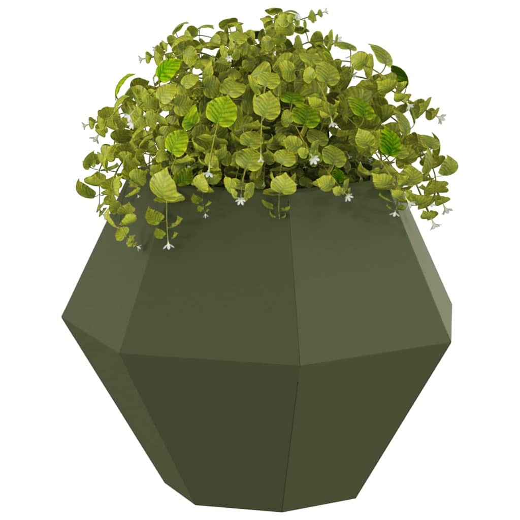 Planter 2 pcs Olive Green 50 x 50 x 40 cm Steel
